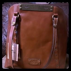 New Tan Leather Patrica Nash Benvenuto Bag